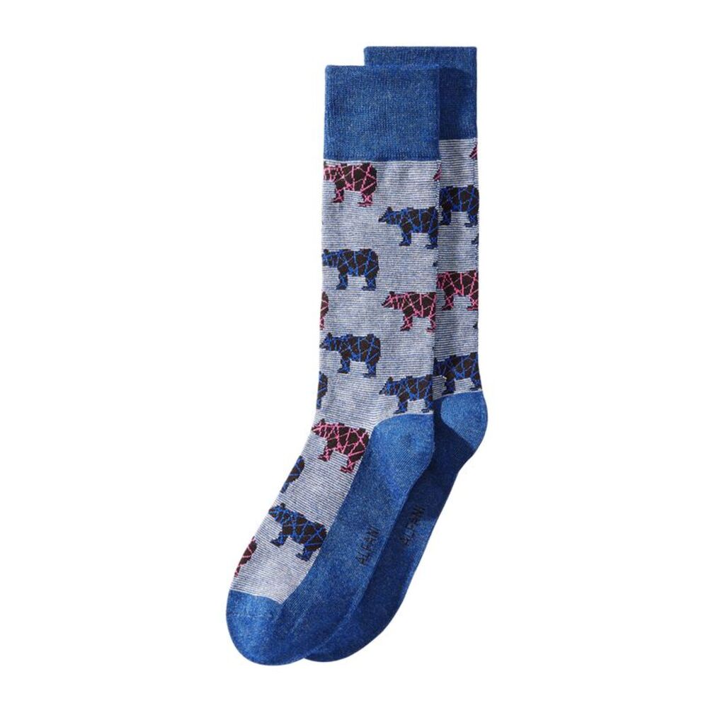 ALFANI Mens Blue Bear Textured Seamless Novelty Crew Socks 7-12